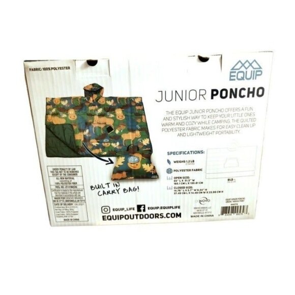 OS Junior Poncho Sleeping Bag Blanket Carry Case Zipper Pouch Moose Print NEW - Picture 5 of 10